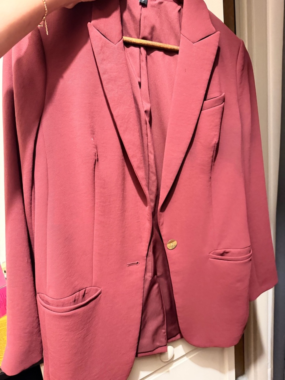 Express Rose Mauve Single-Button Blazer